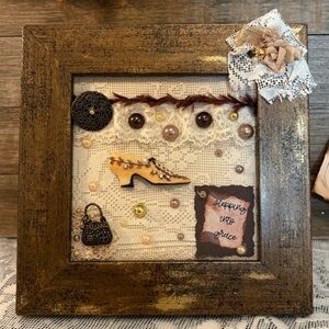 Vintage Style Wall Art “Stepping Into Grace” Christian Decor Pearls and Lace